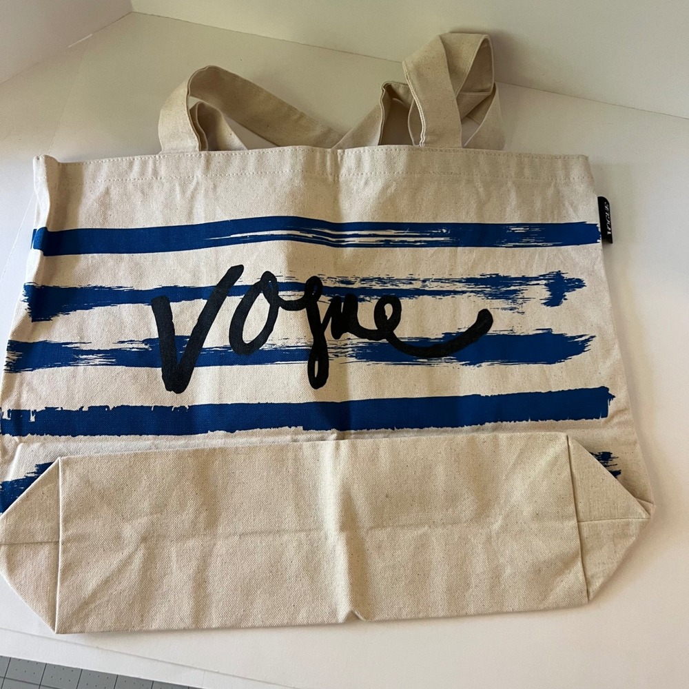 Vogue Fashion Magazine Canvas Tote Bag Market Striped 14 x 19"‎ New